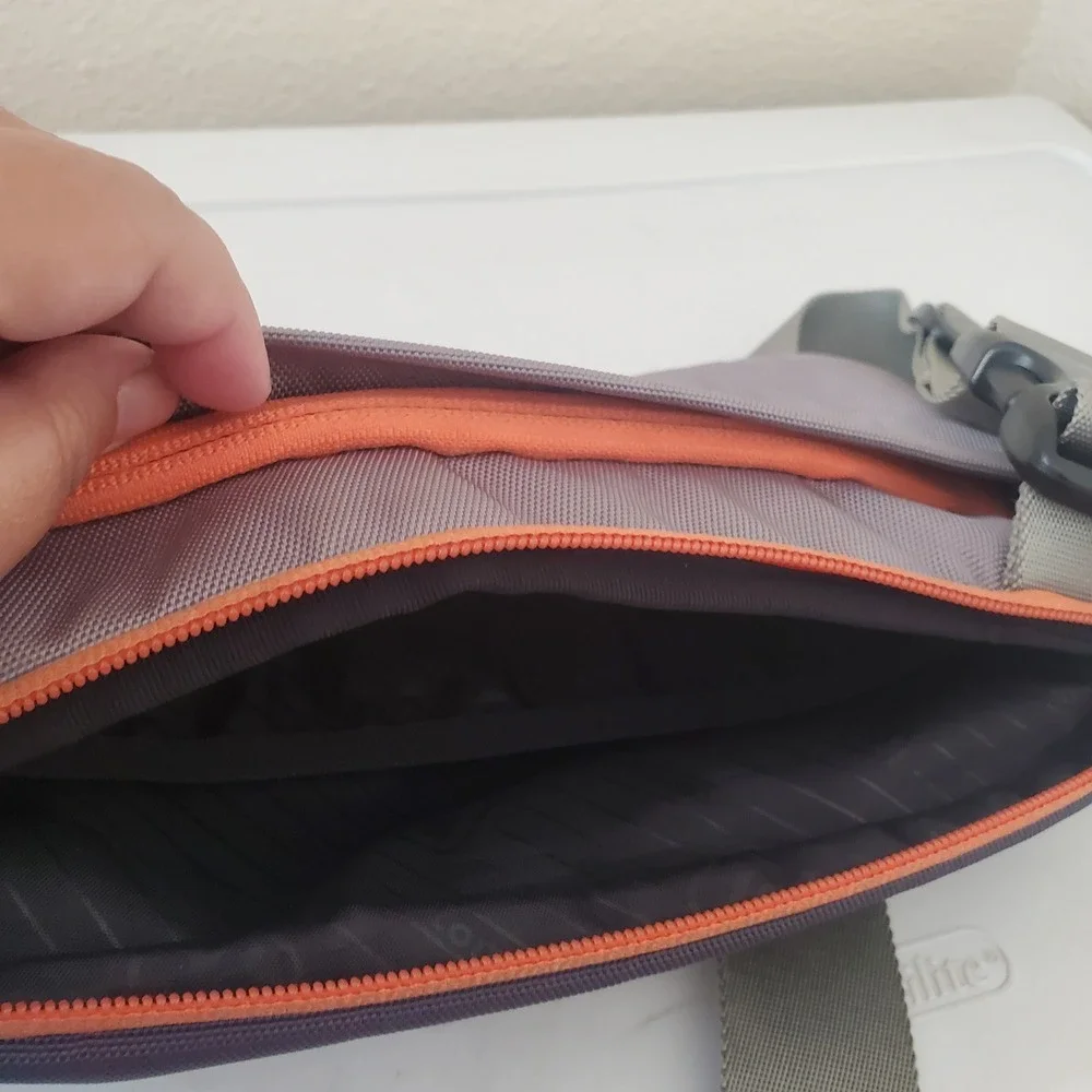 Tomtoc Cordura Sling Bag Grey Orange Accents EDC Crossbody Travel Pack Mens